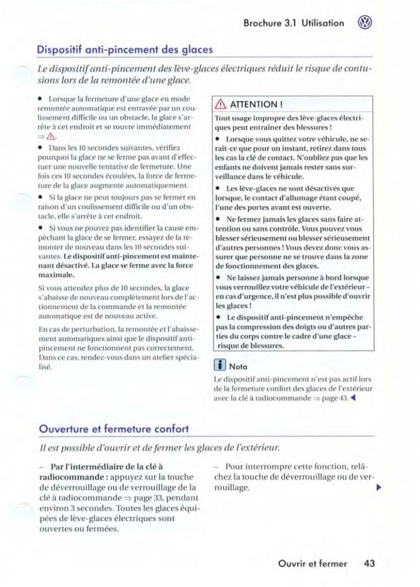 VW Golf V 5 manuel du proprietaire / page 46