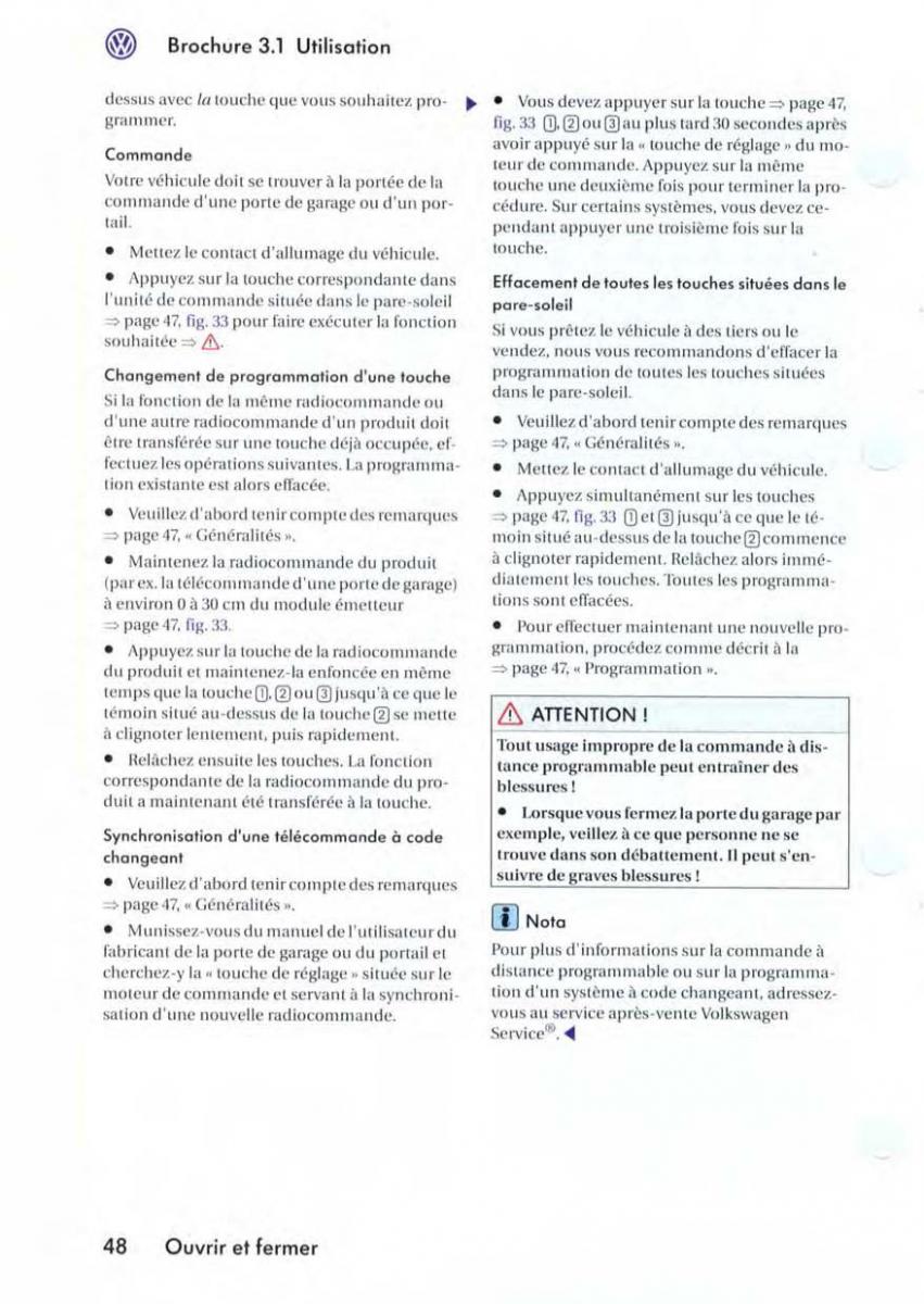 VW Golf V 5 manuel du proprietaire / page 51