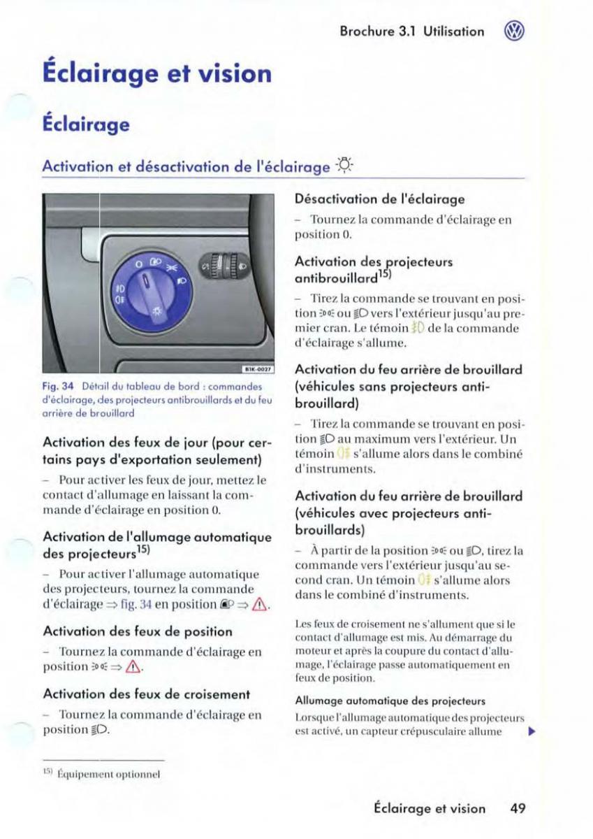 VW Golf V 5 manuel du proprietaire / page 52