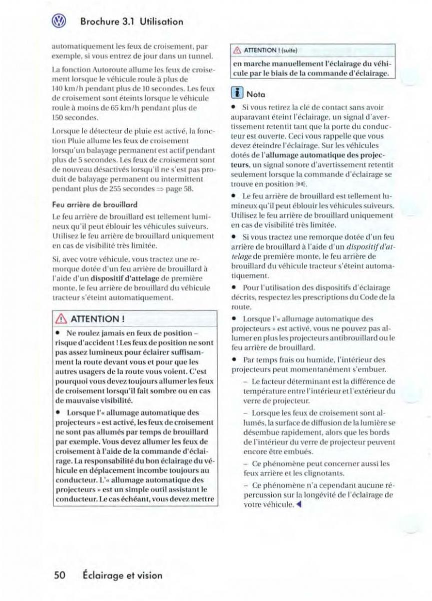 VW Golf V 5 manuel du proprietaire / page 53