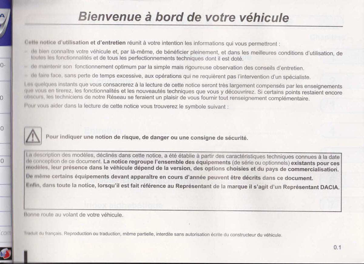 Dacia Lodgy manuel du proprietaire / page 3