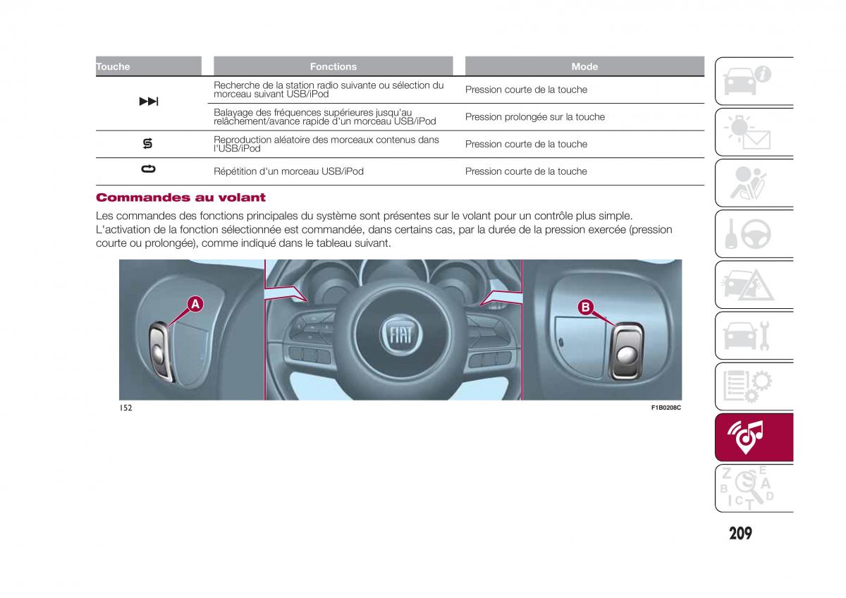 Fiat 500X manuel du proprietaire / page 211