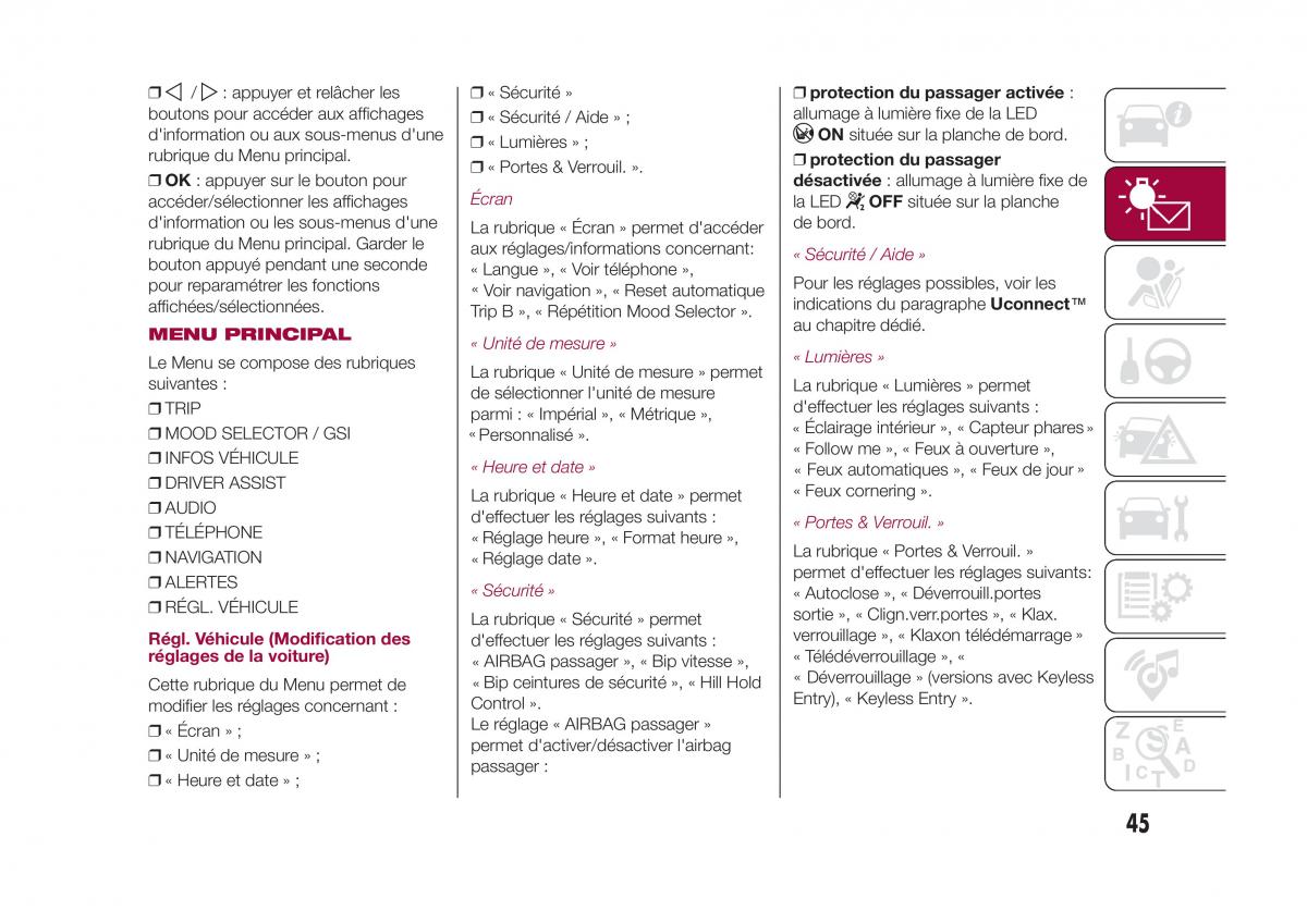 Fiat 500X manuel du proprietaire / page 47