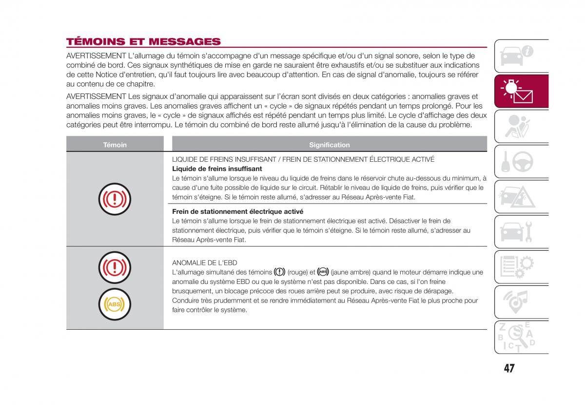 Fiat 500X manuel du proprietaire / page 49