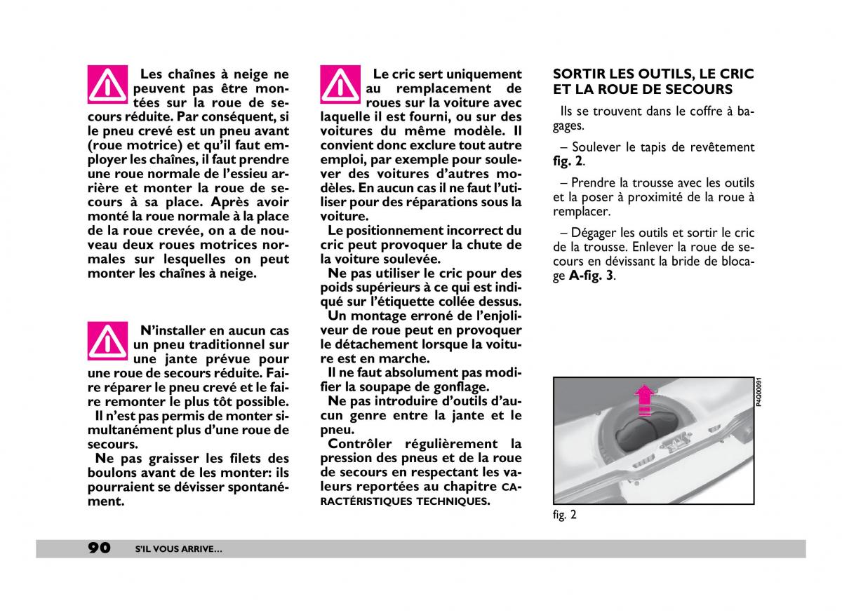 Fiat 600 Seicento manuel du proprietaire / page 91