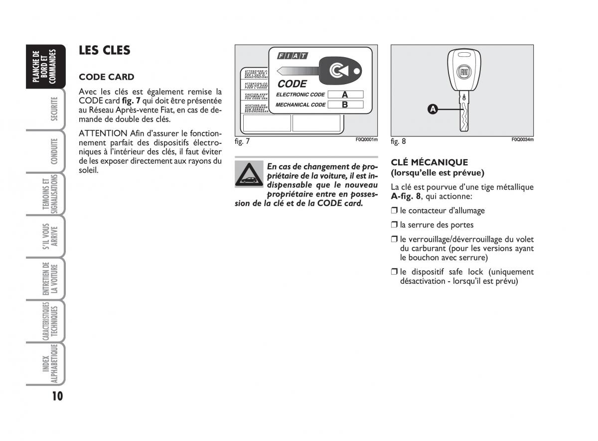 Fiat Bravo II 2 manuel du proprietaire / page 11