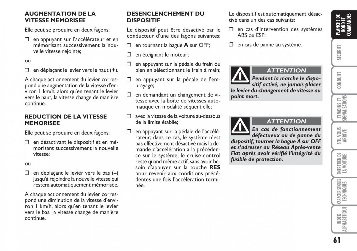 Fiat Croma manuel du proprietaire / page 61