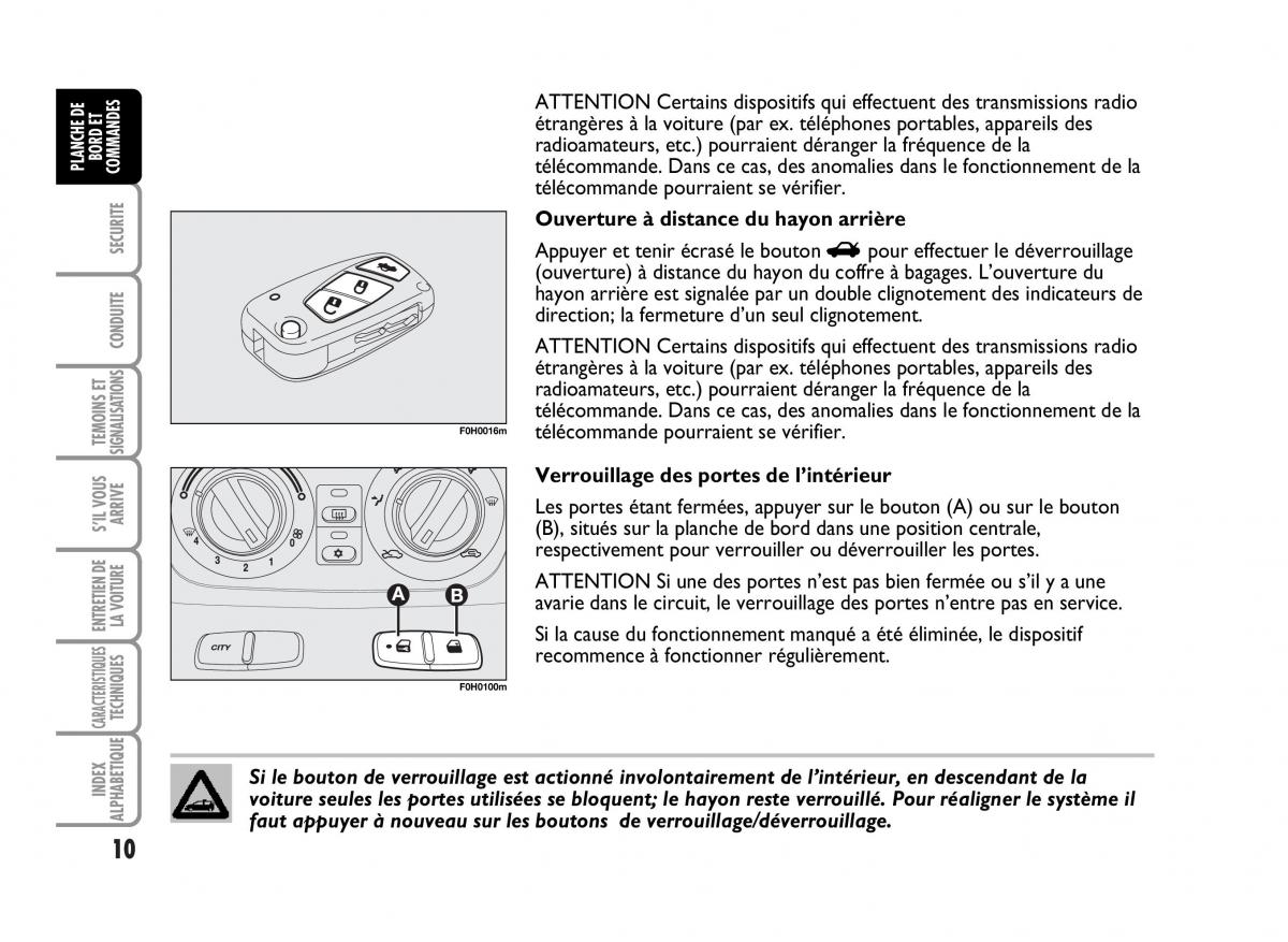 Fiat Idea manuel du proprietaire / page 11