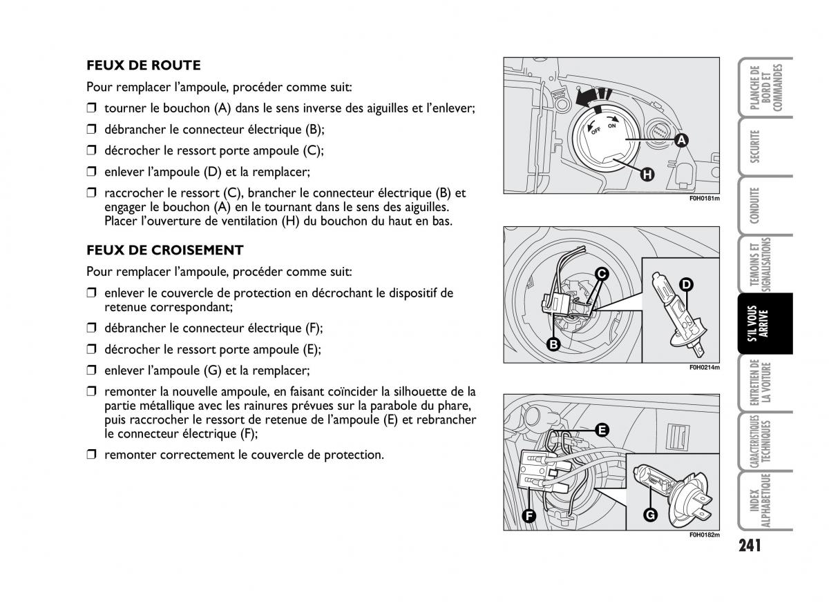 Fiat Idea manuel du proprietaire / page 242