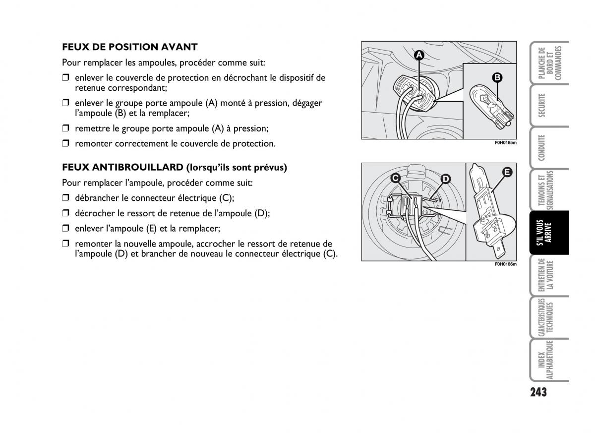 Fiat Idea manuel du proprietaire / page 244