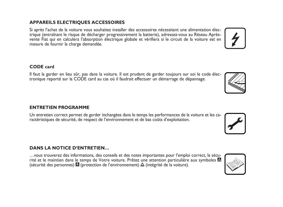 Fiat Idea manuel du proprietaire / page 4