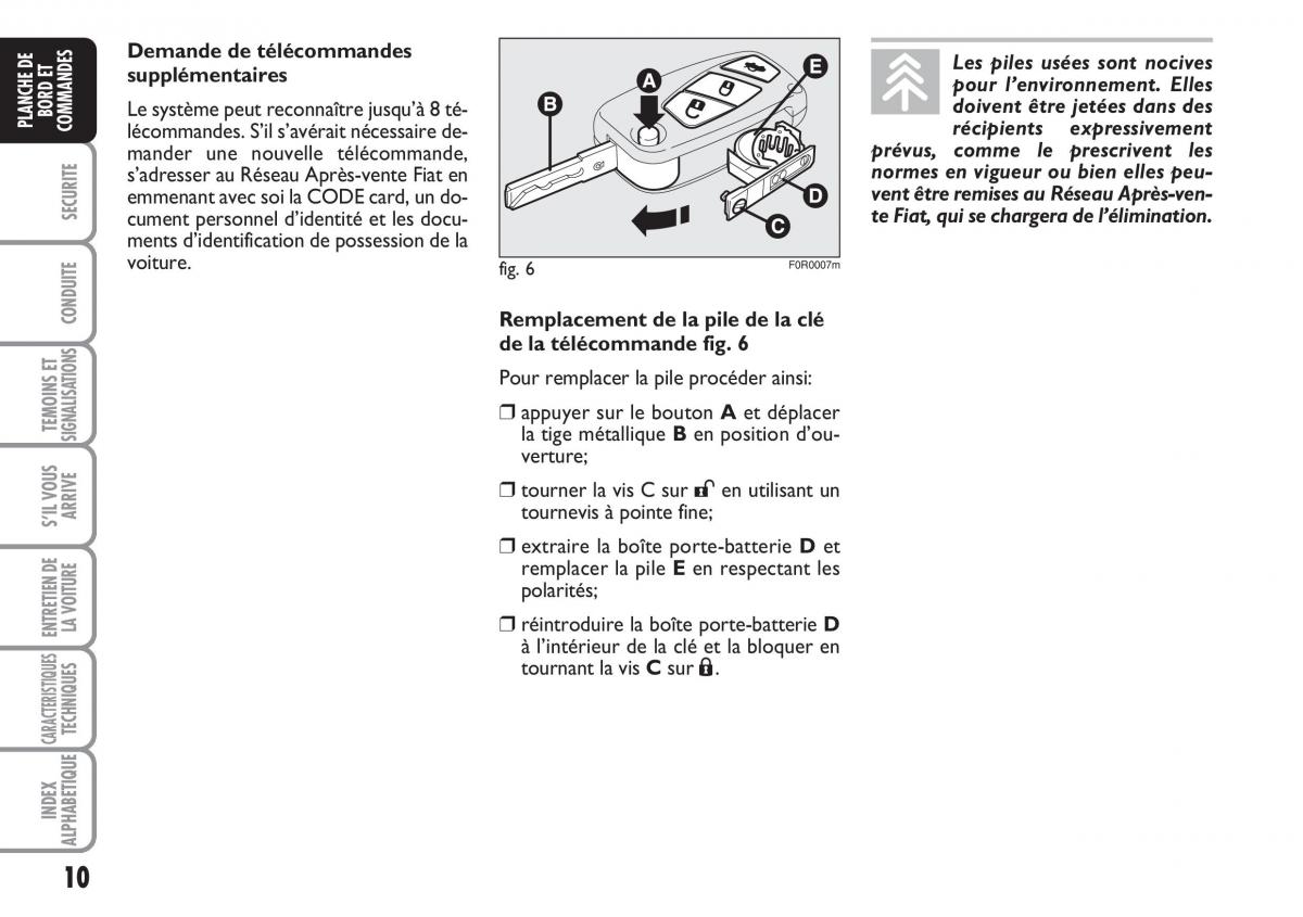 Fiat Linea manuel du proprietaire / page 11