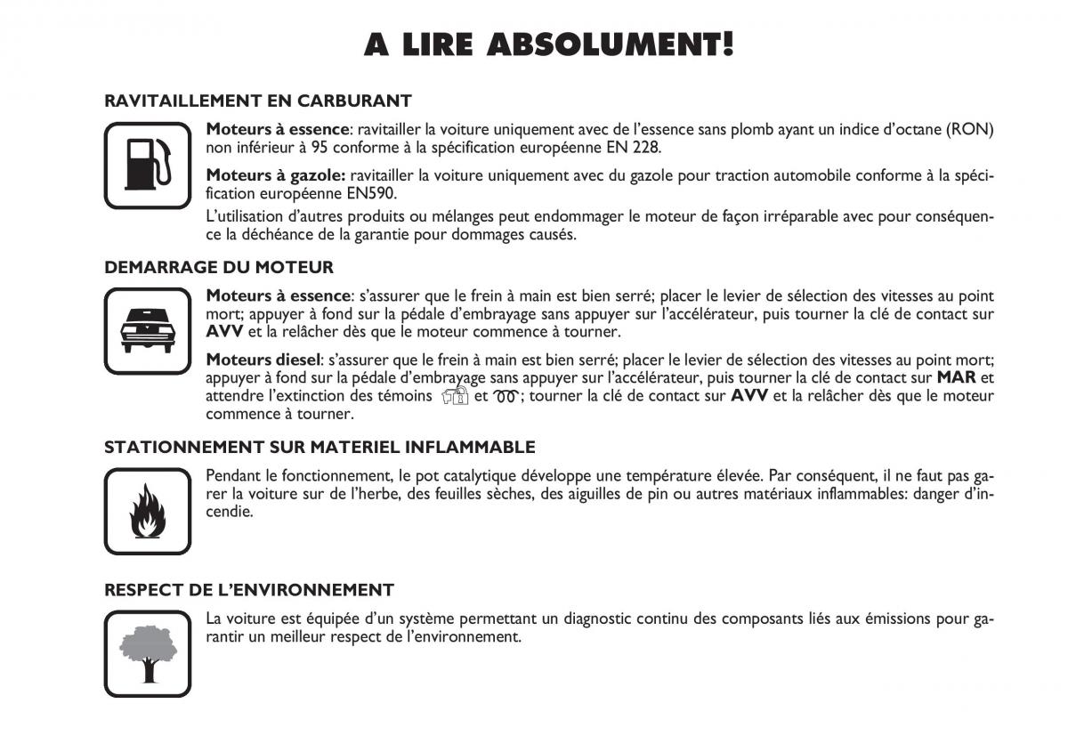 Fiat Linea manuel du proprietaire / page 3