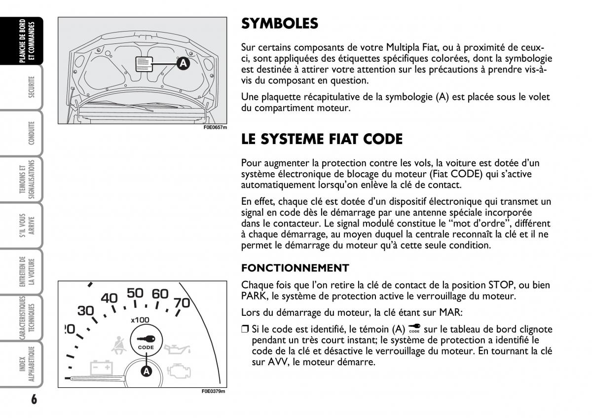 Fiat Multipla I 1 manuel du proprietaire / page 7