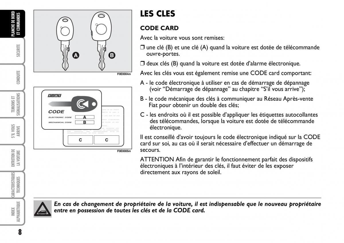 Fiat Multipla I 1 manuel du proprietaire / page 9