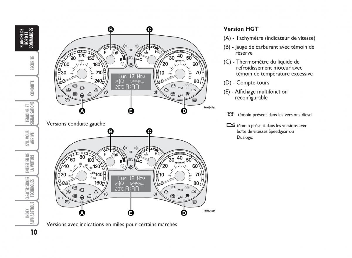 Fiat Punto Classic manuel du proprietaire / page 11