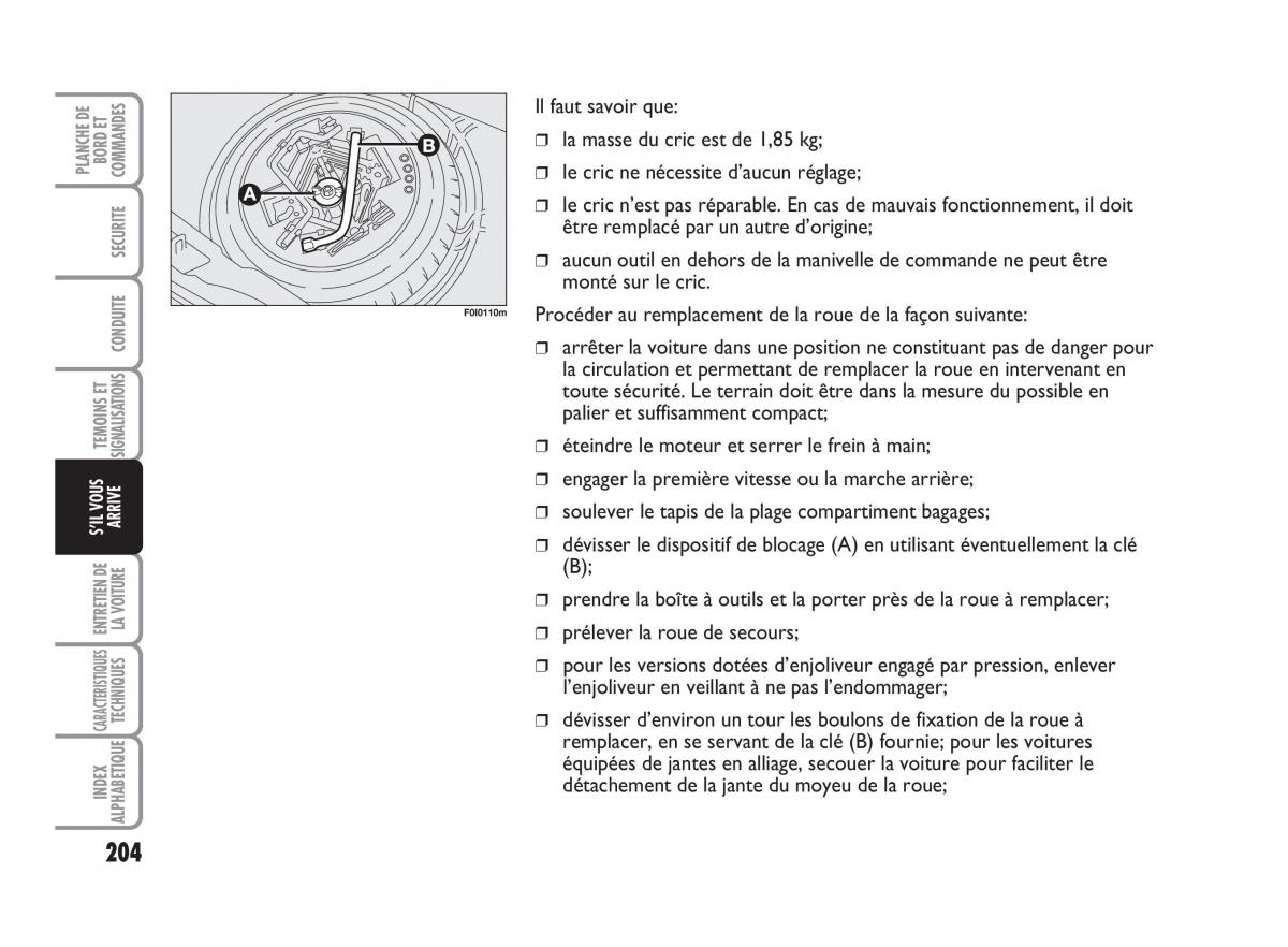 Fiat Punto Classic manuel du proprietaire / page 205