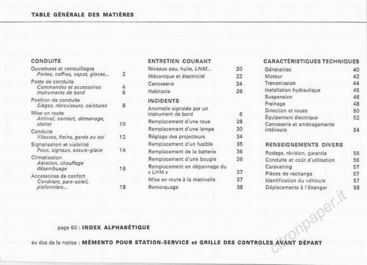 Citroen DS Berline manuel du proprietaire / page 2