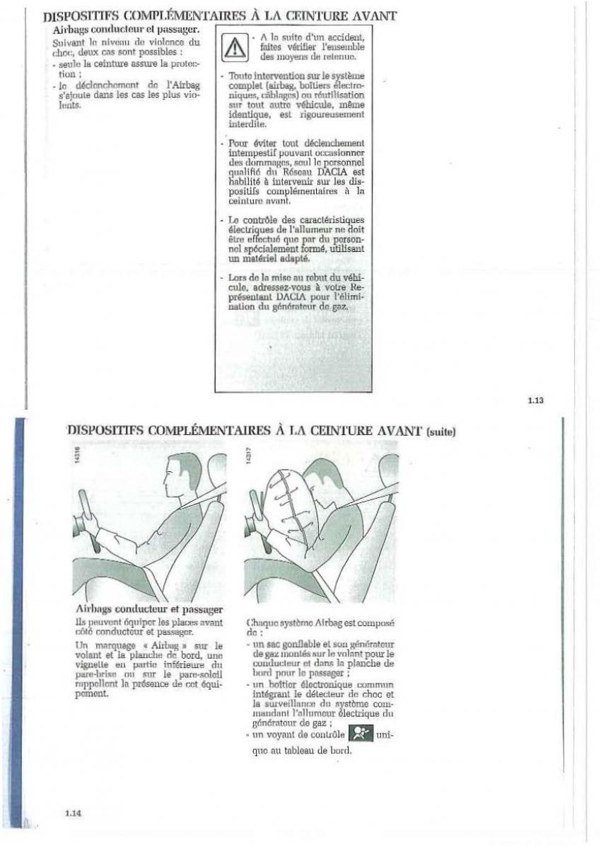Dacia Logan I 1 manuel du proprietaire / page 13