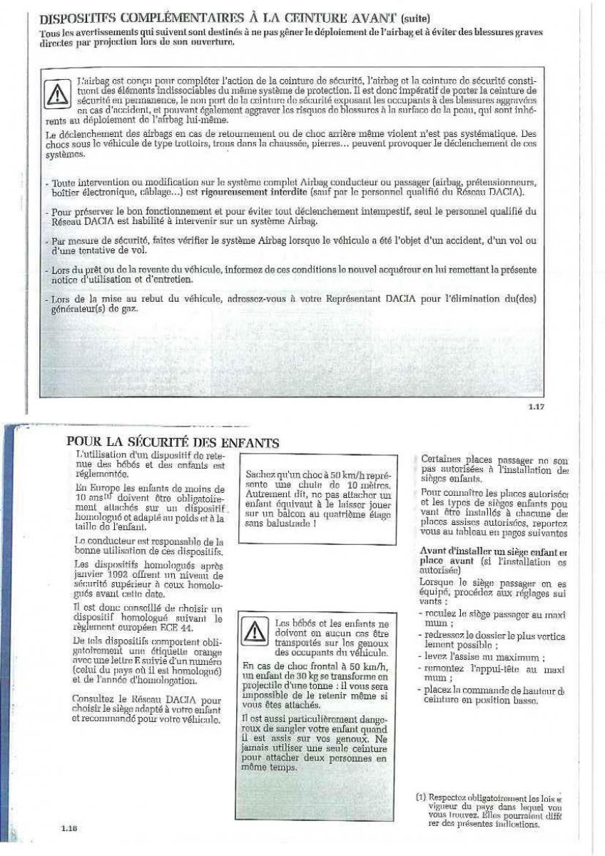 Dacia Logan I 1 manuel du proprietaire / page 15