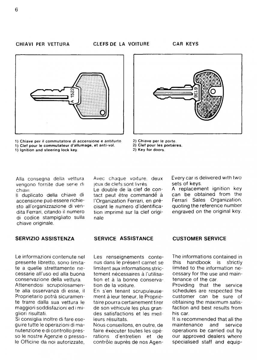 manual  Ferrari Mondial Quattrovalvole manuel du proprietaire / page 7