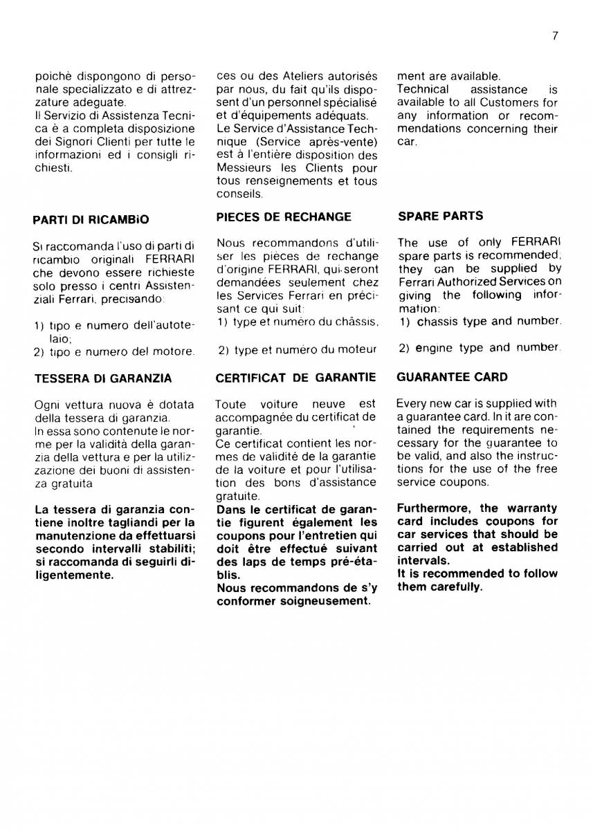 manual  Ferrari Mondial Quattrovalvole manuel du proprietaire / page 8