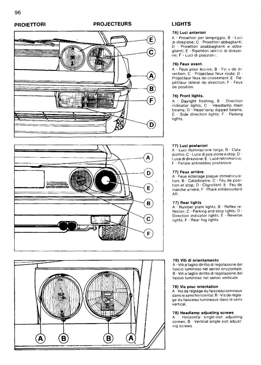 Ferrari Mondial Quattrovalvole manuel du proprietaire / page 95