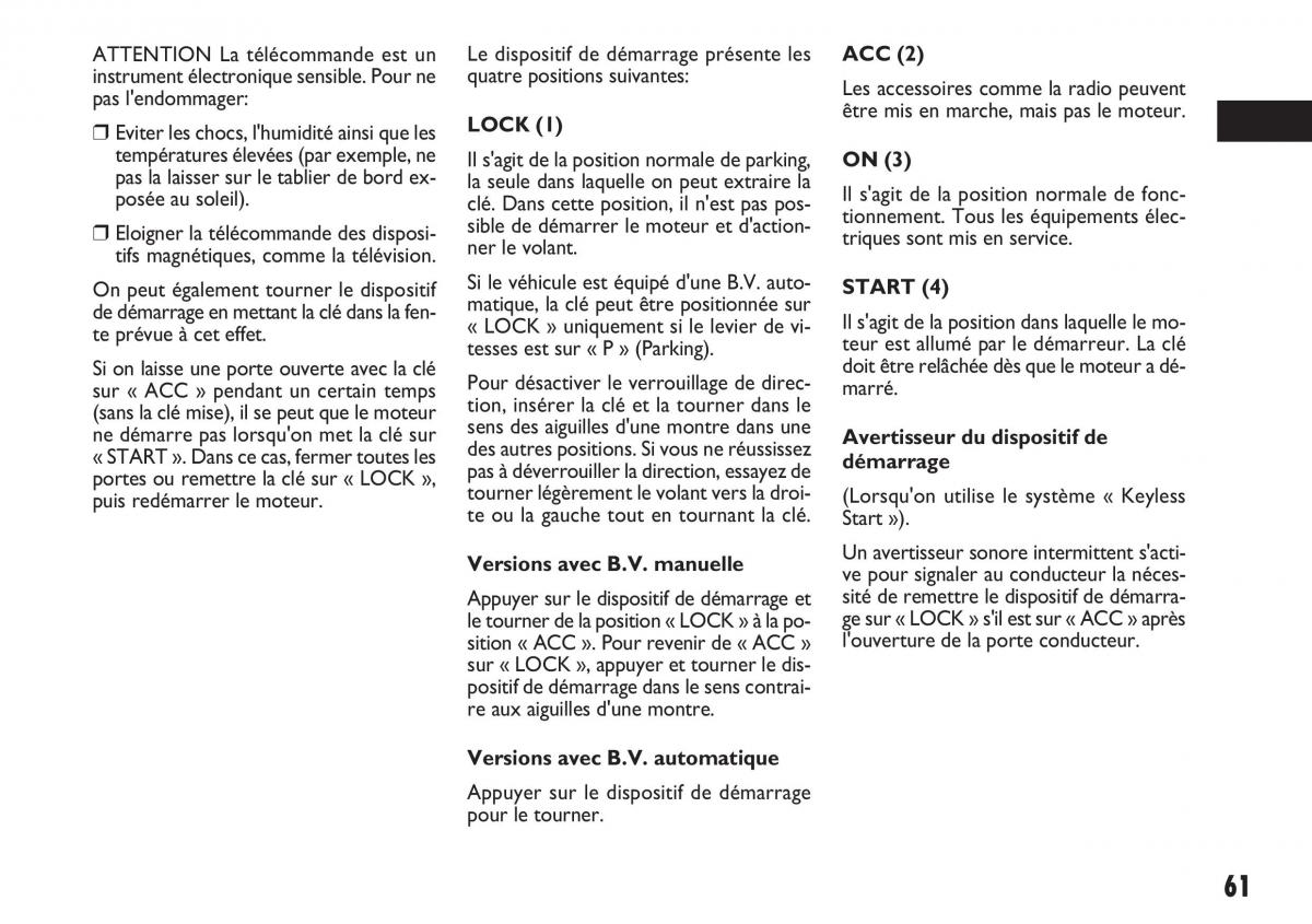 Fiat Sedici manuel du proprietaire / page 62