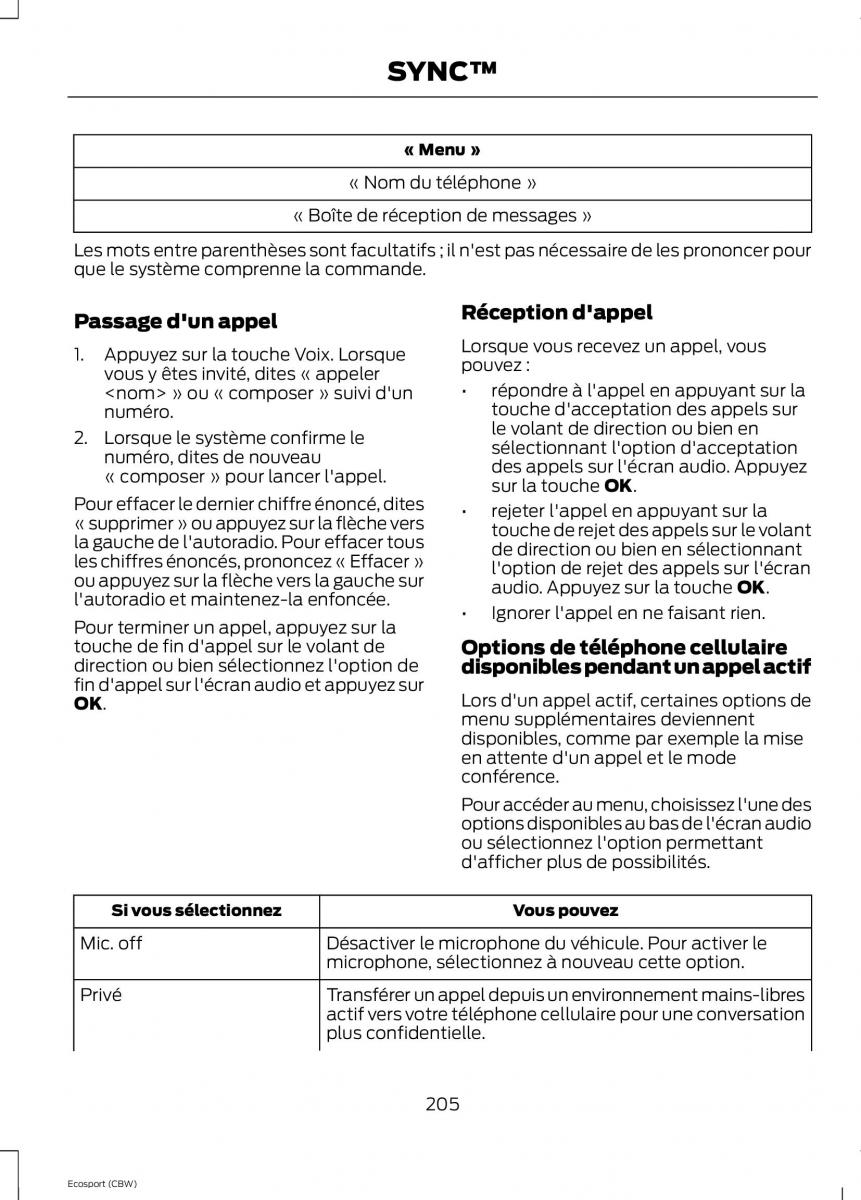 Ford Eco Sport II 2 manuel du proprietaire / page 207