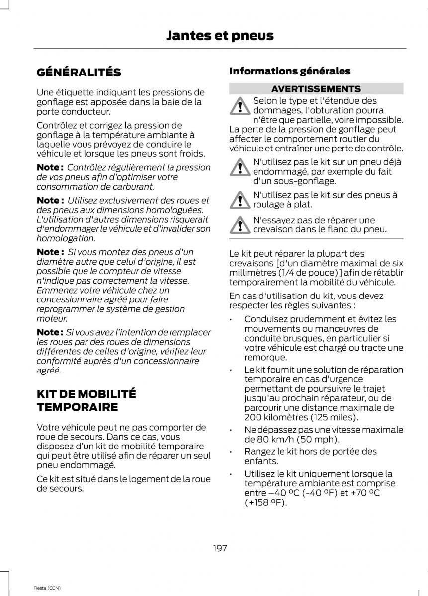 Ford Fiesta VII MK7 manuel du proprietaire / page 199