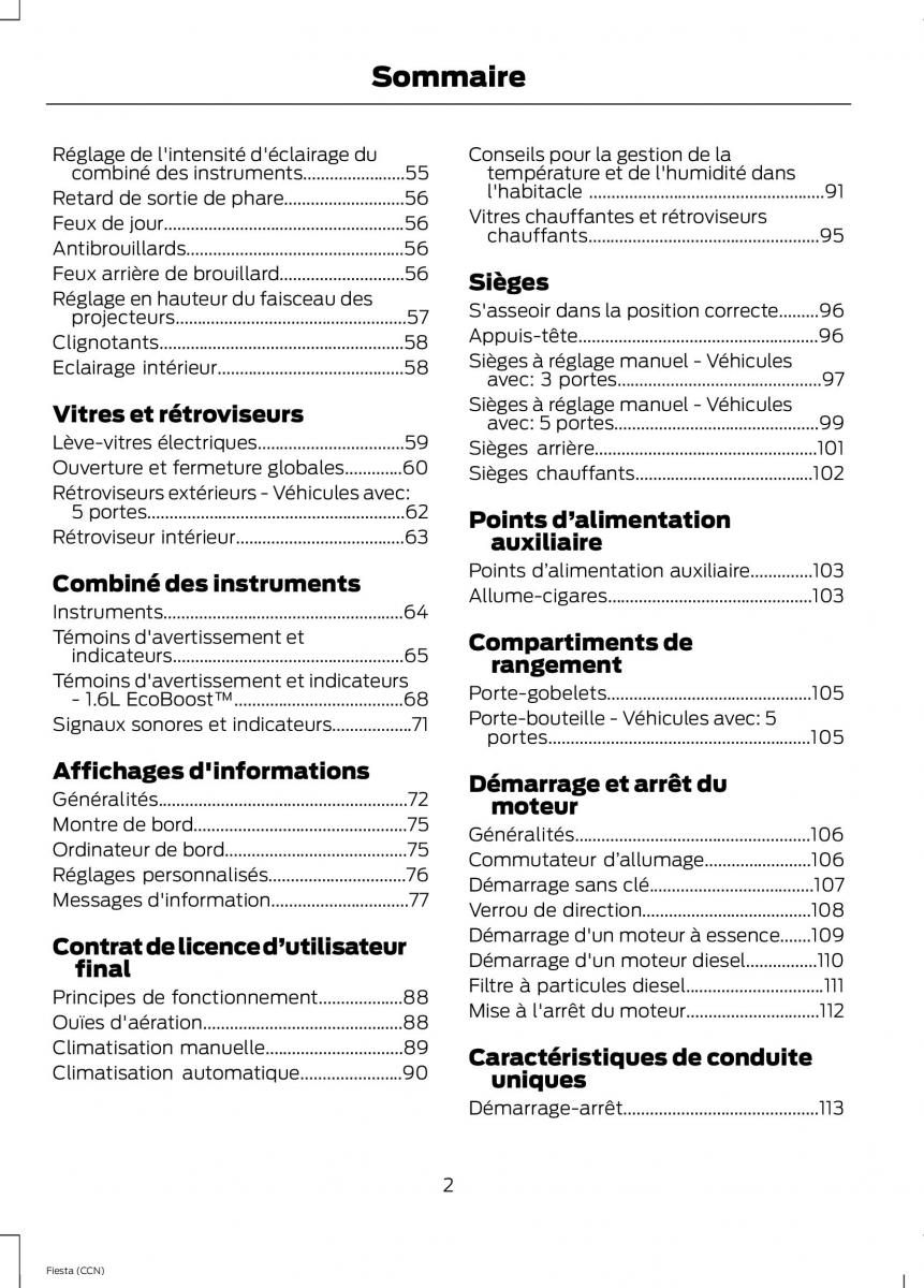 Ford Fiesta VII MK7 manuel du proprietaire / page 4