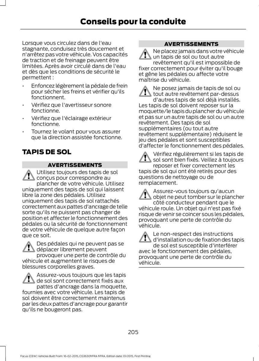 Ford Focus III 3 FL manuel du proprietaire / page 207