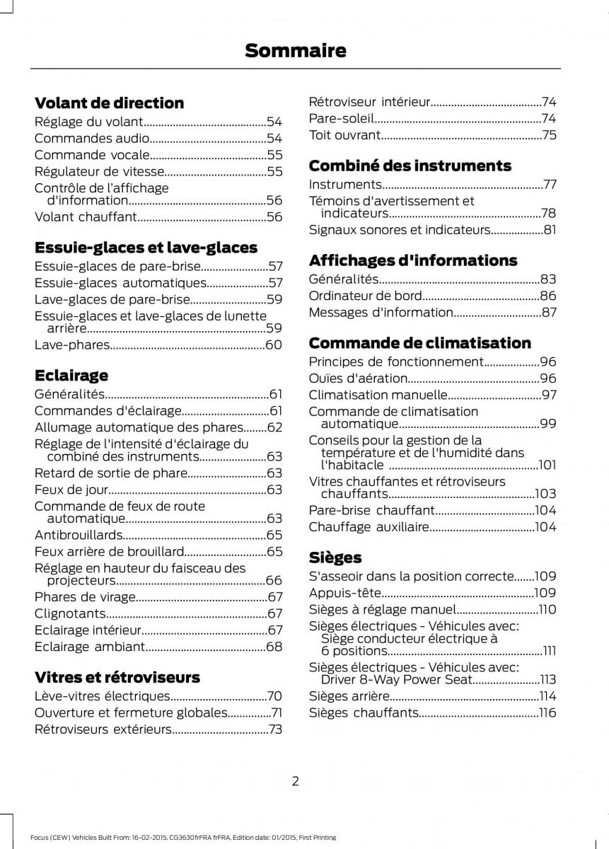 Ford Focus III 3 FL manuel du proprietaire / page 4