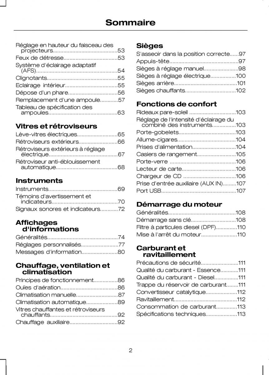 Ford Kuga II 2 manuel du proprietaire / page 4