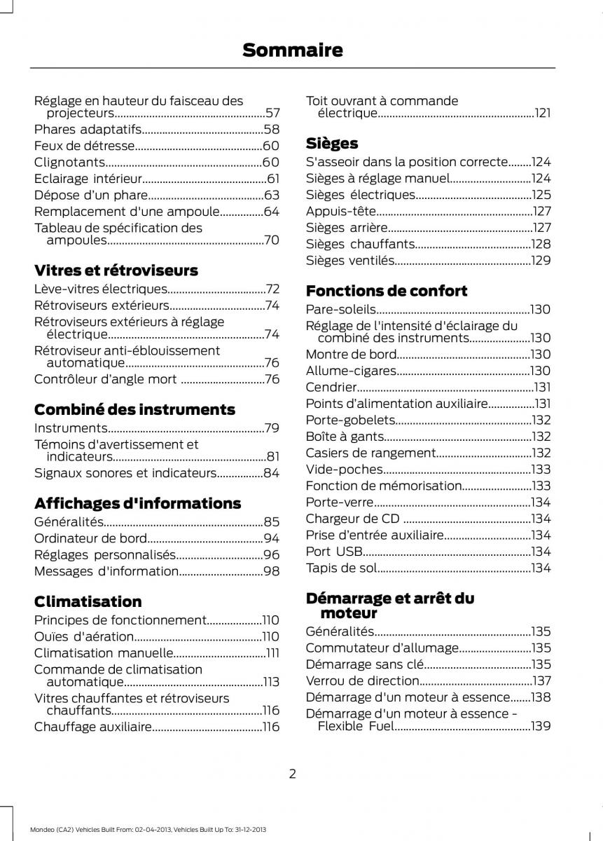 Ford Mondeo MKIV MK4 manuel du proprietaire / page 4