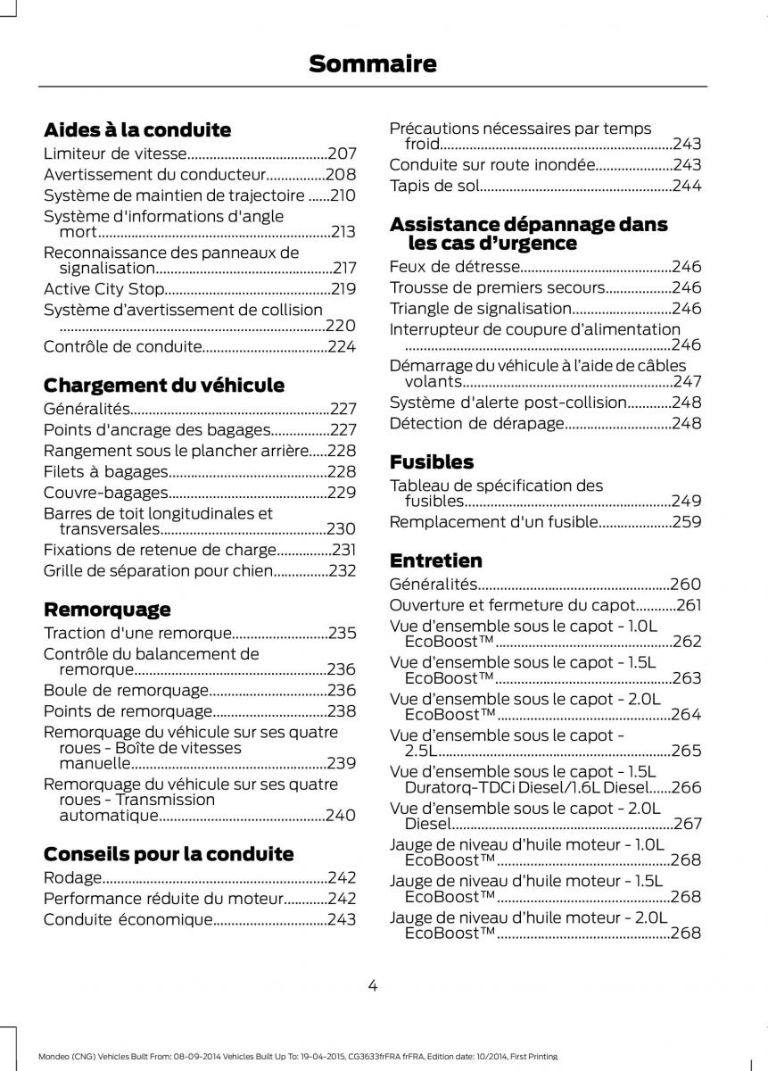 Ford Mondeo MKV MK5 manuel du proprietaire / page 6