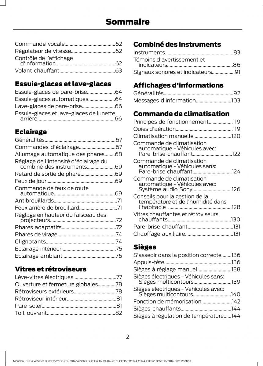 Ford Mondeo MKV MK5 manuel du proprietaire / page 4