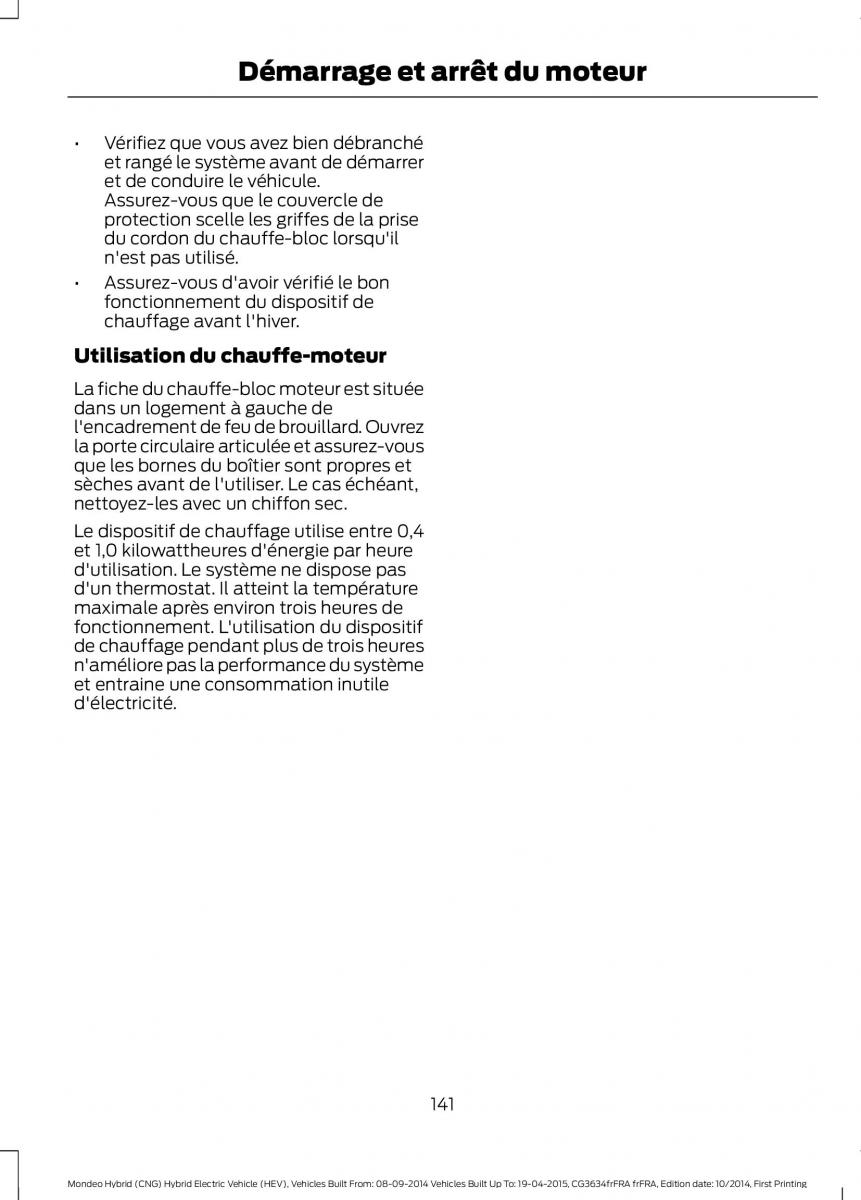 Ford Mondeo hybrid MKV MK5 manuel du proprietaire / page 143