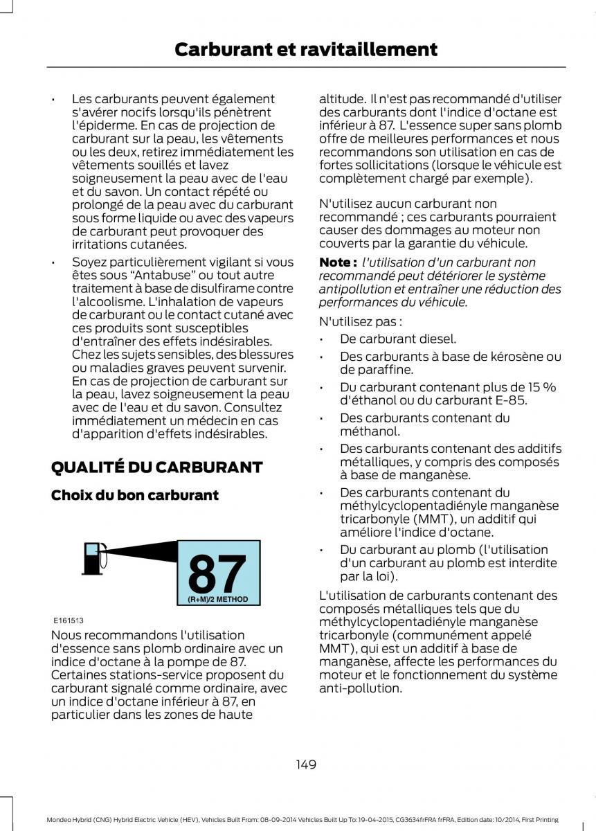 Ford Mondeo hybrid MKV MK5 manuel du proprietaire / page 151