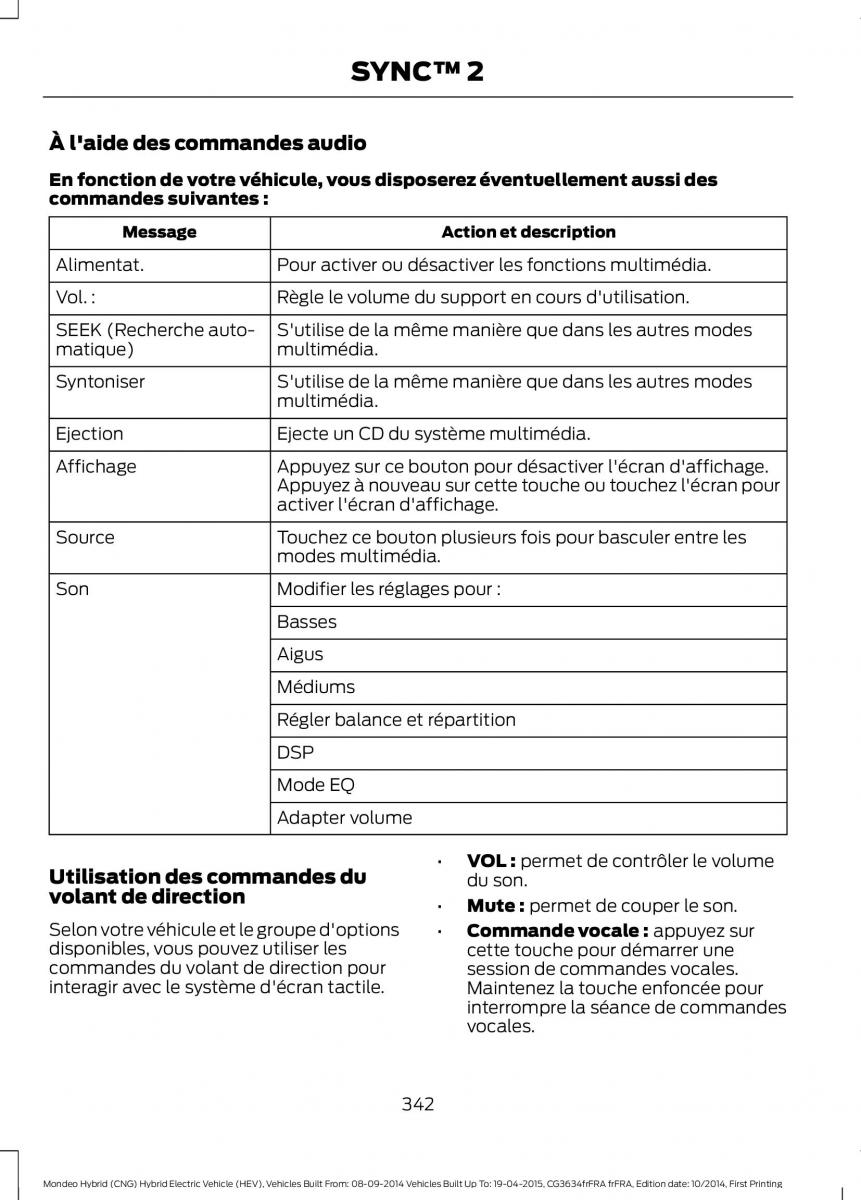 Ford Mondeo hybrid MKV MK5 manuel du proprietaire / page 344