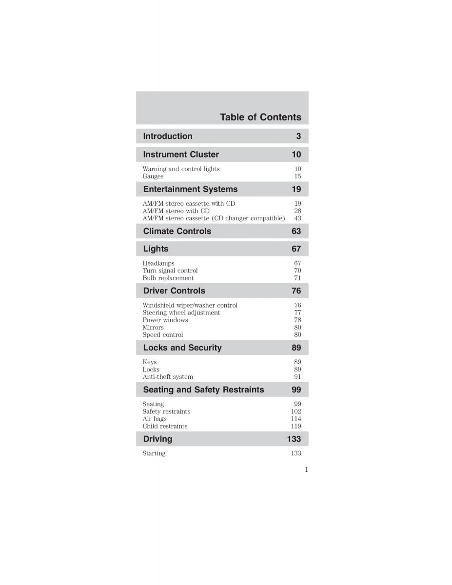 Ford Mustang IV 4 owners manual / page 1