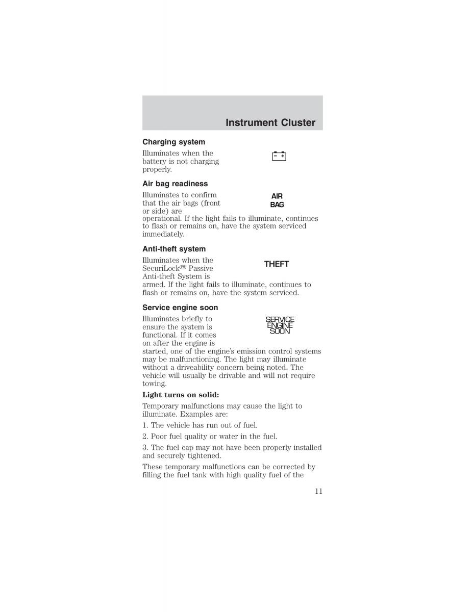 Ford Mustang IV 4 owners manual / page 11