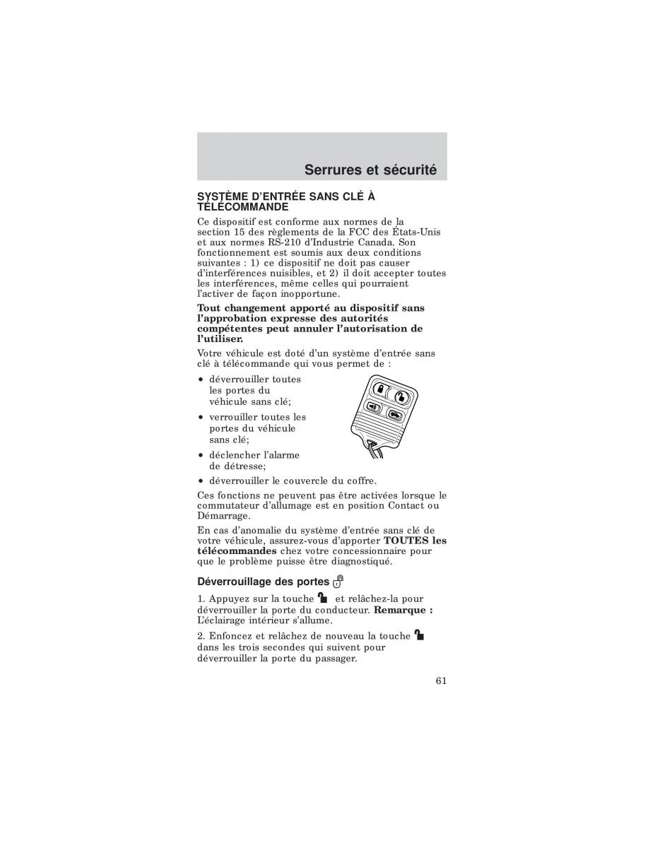 Ford Mustang IV 4 manuel du proprietaire / page 61