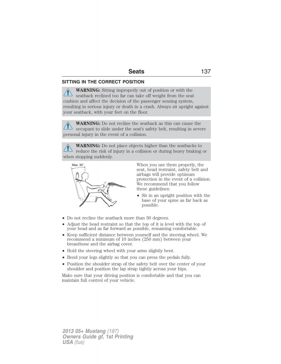 Ford Mustang V 5 owners manual / page 137