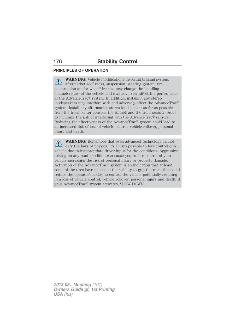 Ford Mustang V 5 owners manual / page 176