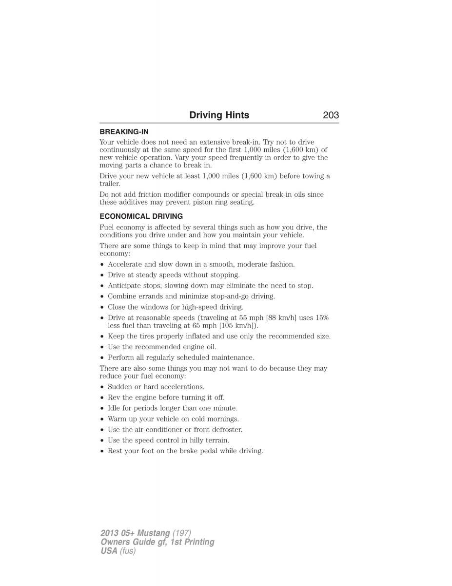 Ford Mustang V 5 owners manual / page 203