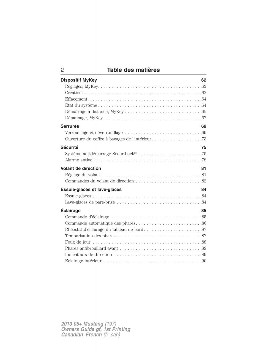 Ford Mustang V 5 manuel du proprietaire / page 2