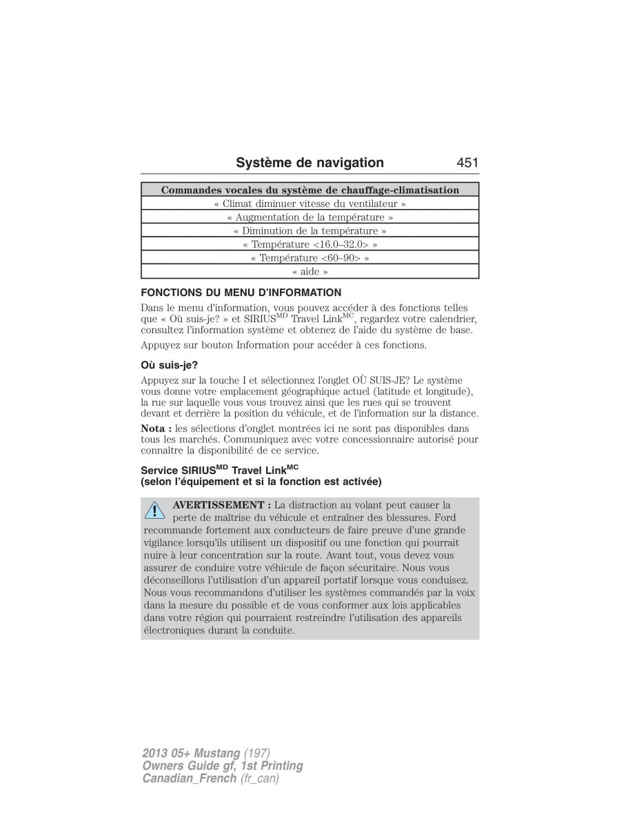 Ford Mustang V 5 manuel du proprietaire / page 451