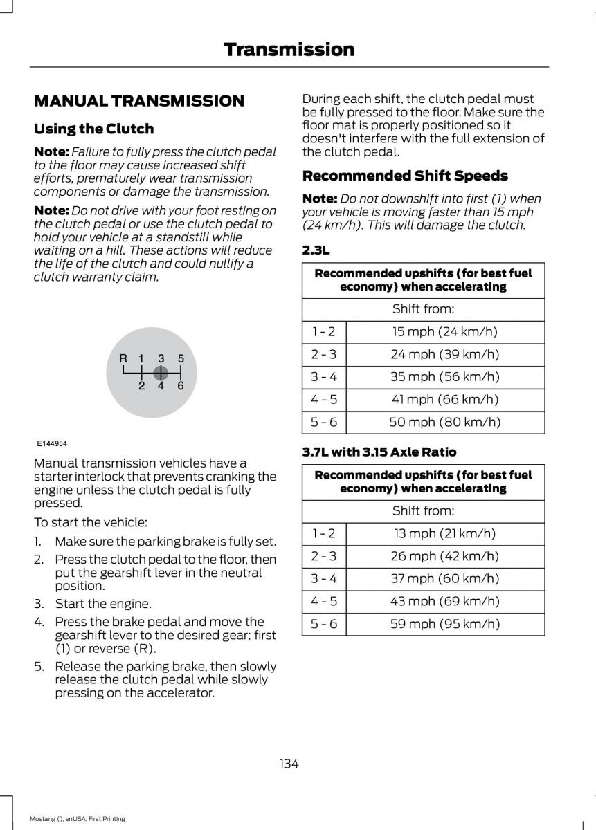 Ford Mustang VI 6 owners manual / page 137