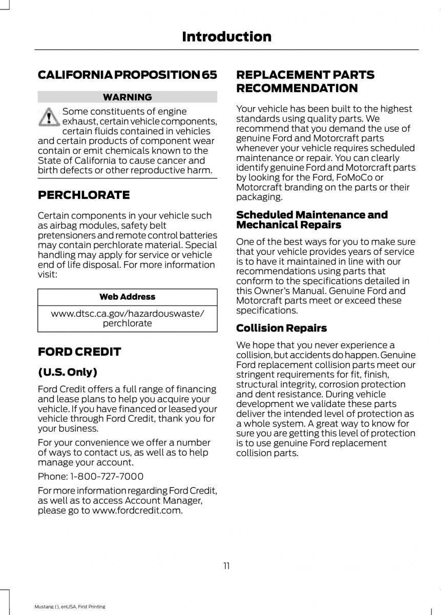 Ford Mustang VI 6 owners manual / page 14